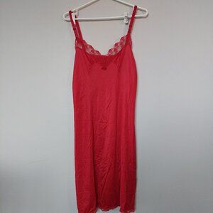 Vintage Hanna Sexy 100% Nylon Red Hot Lace Full Size Slip Dress, Size 34